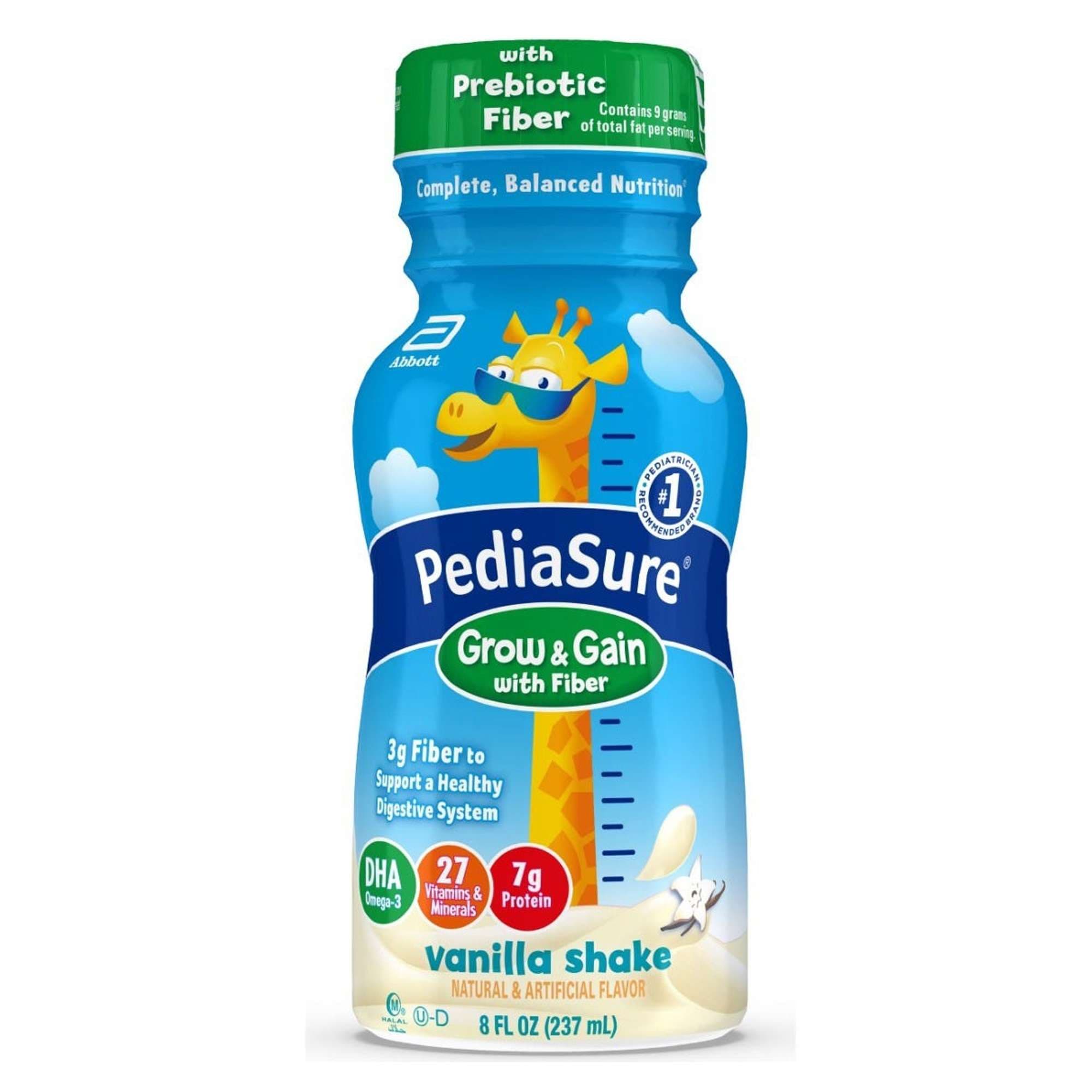 PediaSure Grow and Gain Pediatric Oral Supplement with Fiber, Vanilla, 8 oz - Case of 24 - Image 1