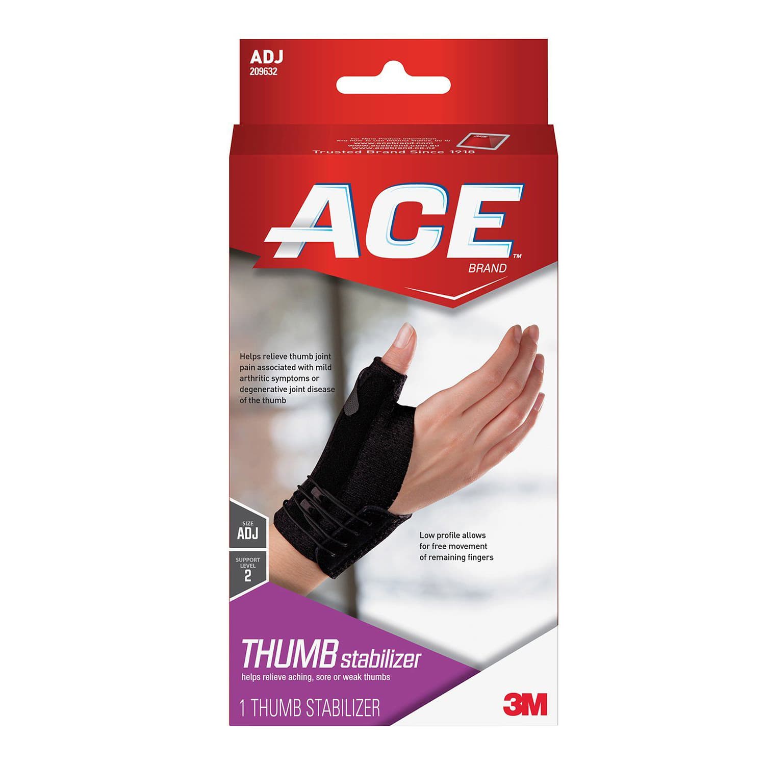 Ace Deluxe Adjustable Thumb Stabilizer, Black