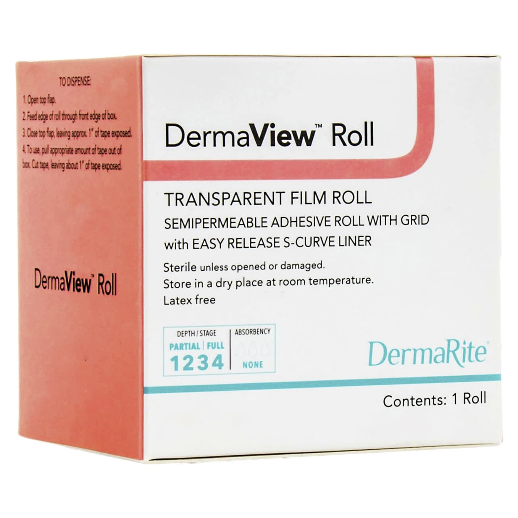 DermaView Roll Transparent Film Semipermeable Adhesive Roll with Grid, 4 Inch x 11 Yards - Each - Image 2