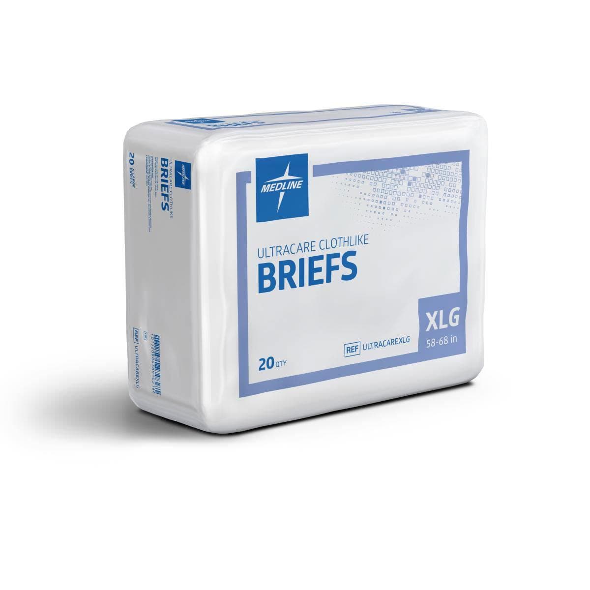 Medline Ultracare Clothlike Disposable Briefs, Extra Large - Bag of 20 - Image 1
