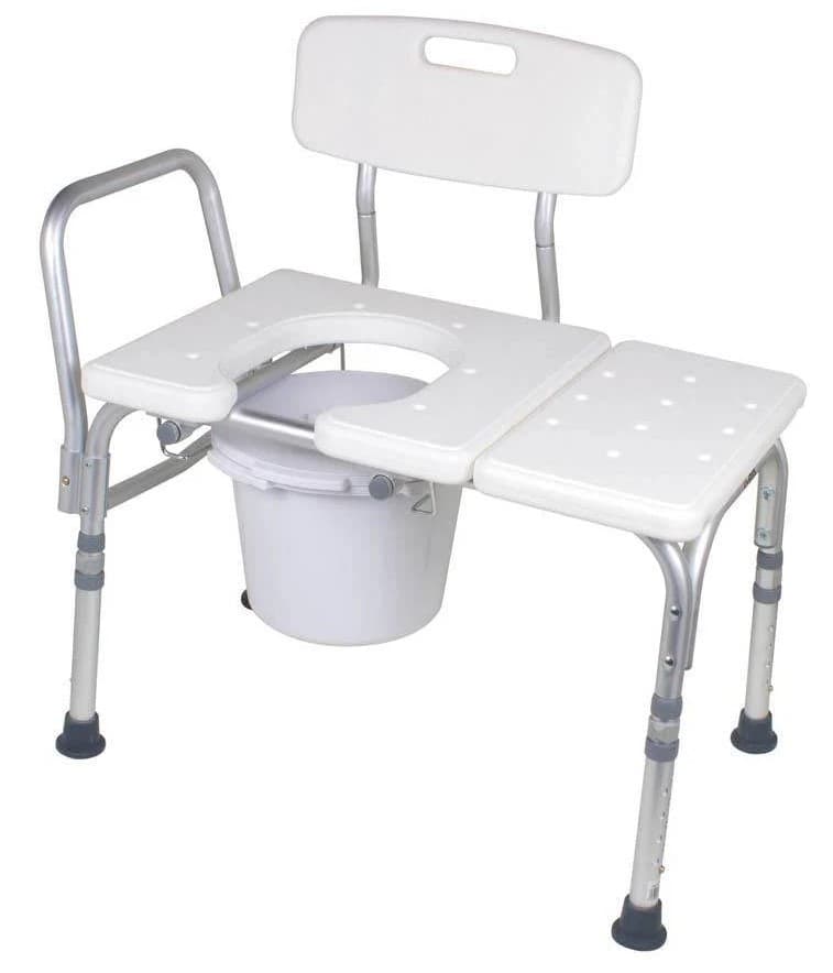 Carex Bathtub Transfer Bench with Commode Opening and Bucket