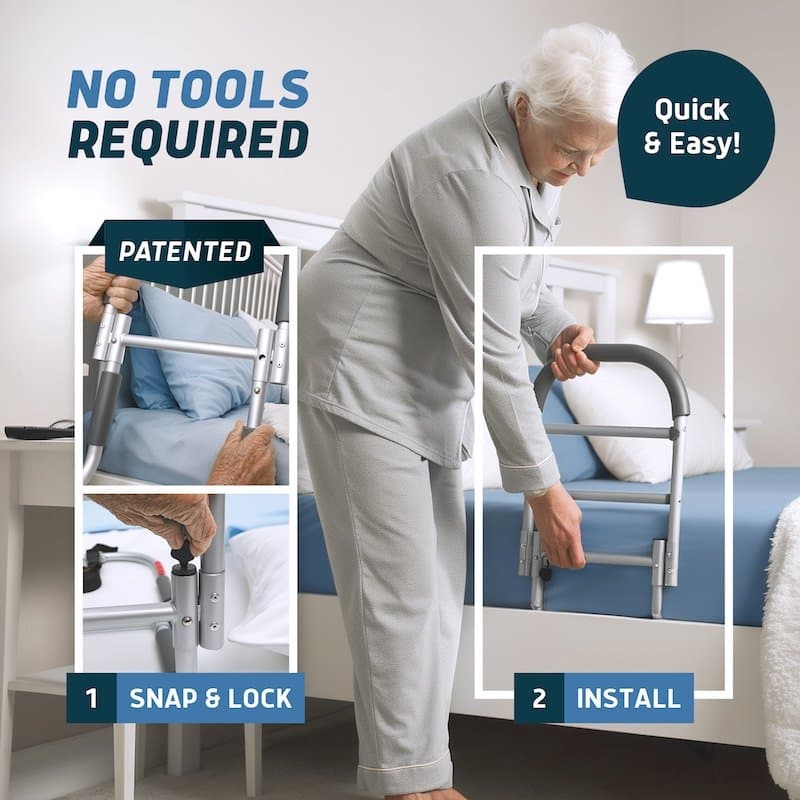 Lunderg Standard Bed Assist Rail for Seniors with Slip Resistant Handle - Image 3