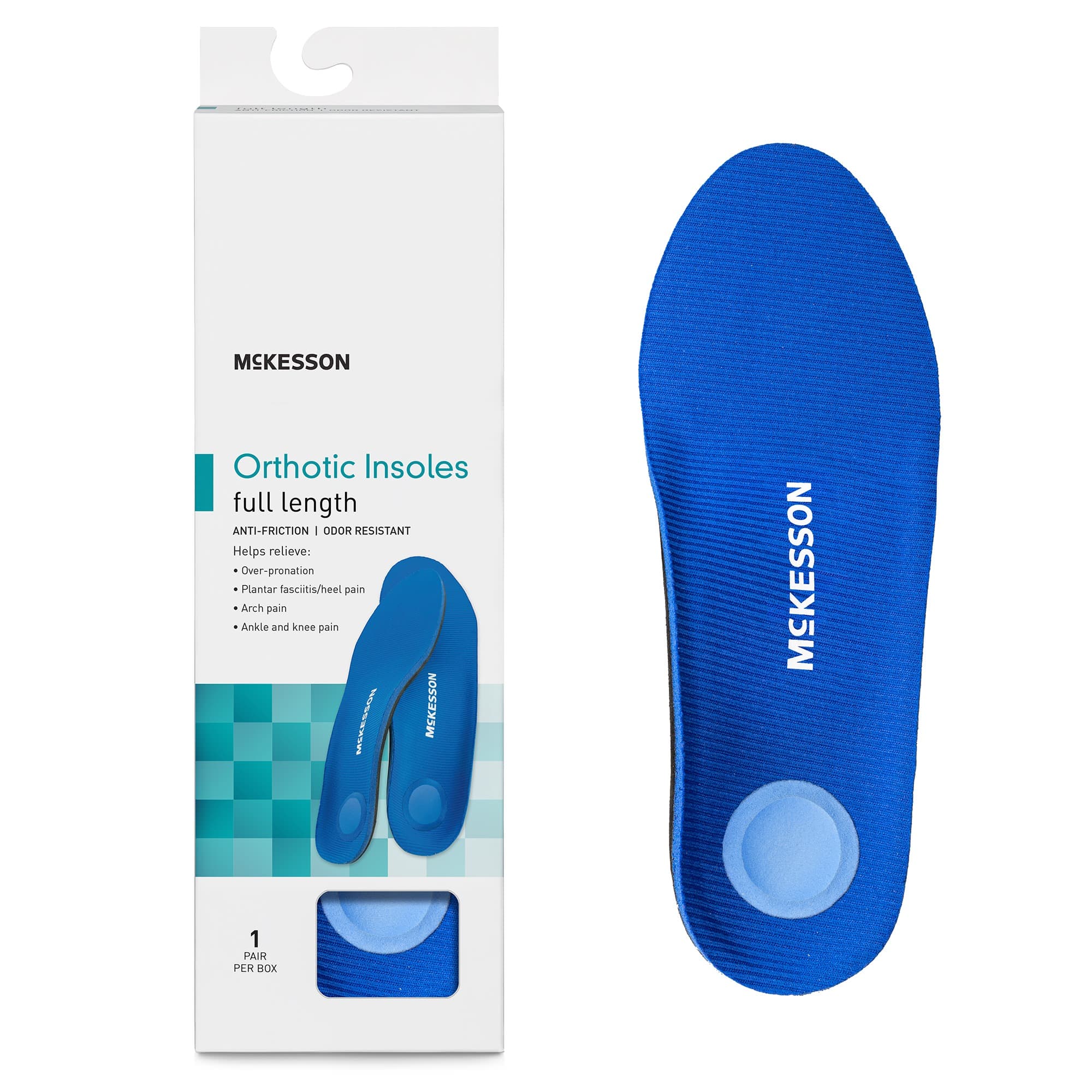 McKesson Full-Length Orthotic Insoles Black-Blue