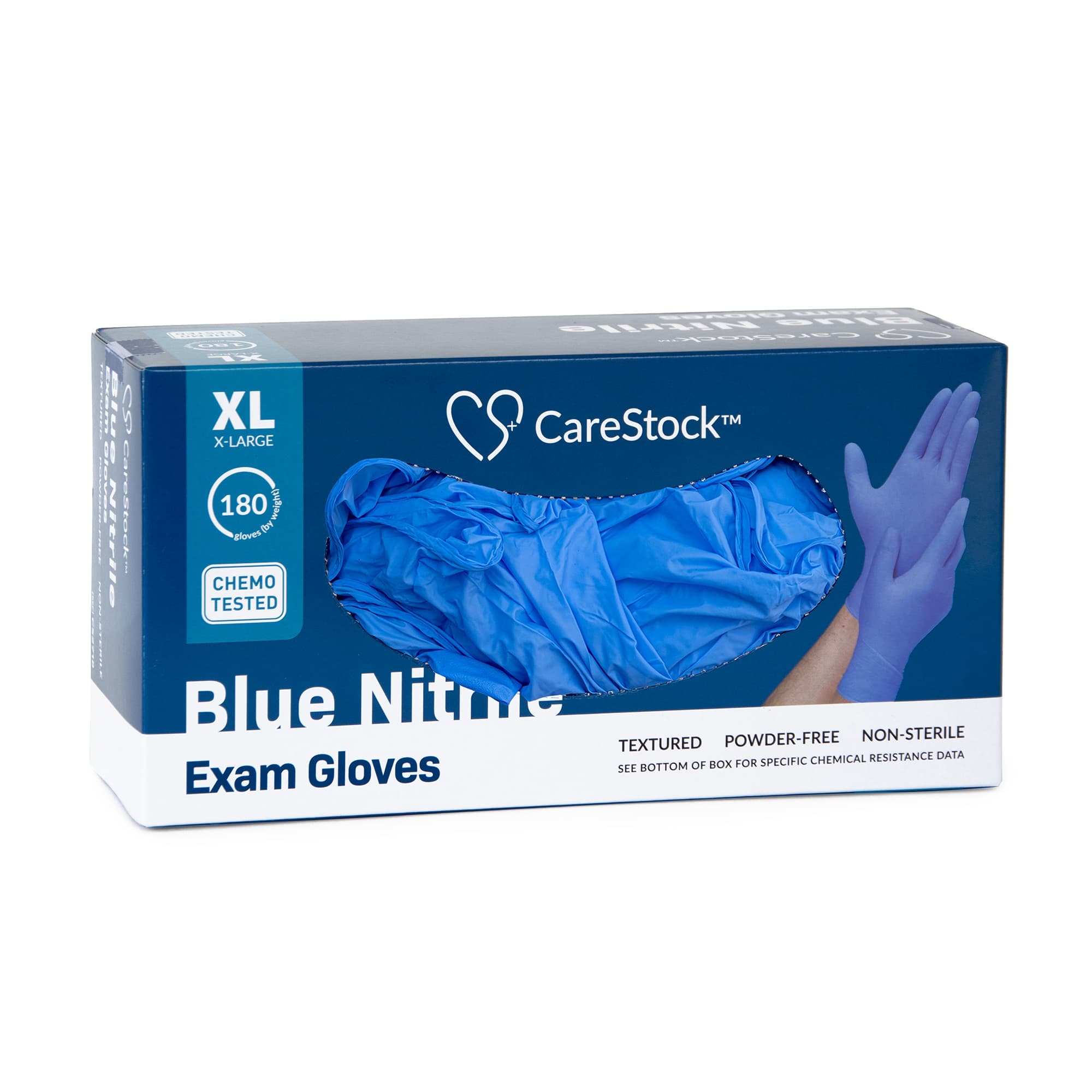 CareStock Blue Nitrile Exam Gloves, Extra Large - Box of 180 - Image 1