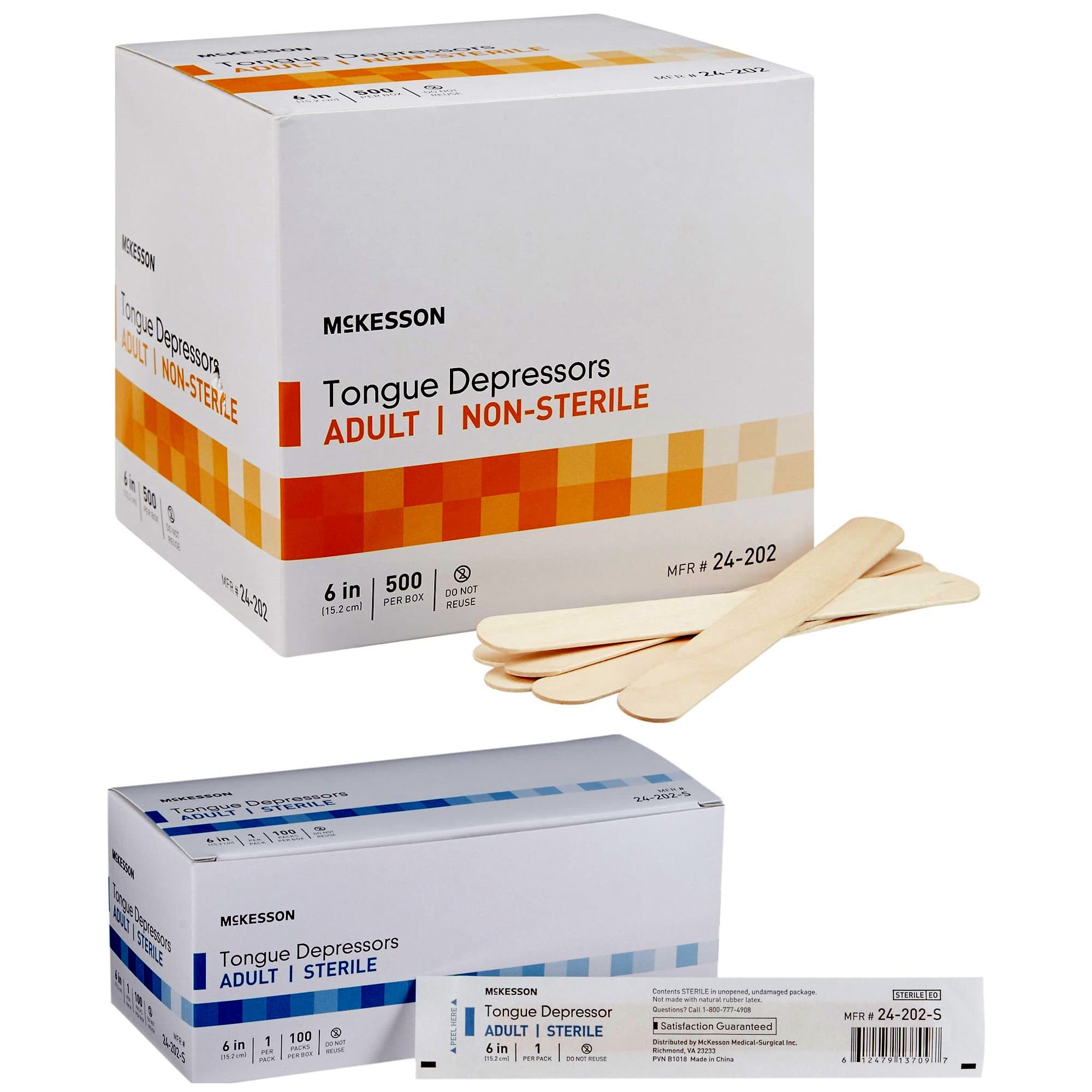 McKesson Adult Unflavored Tongue Depressors, 6 Inch
