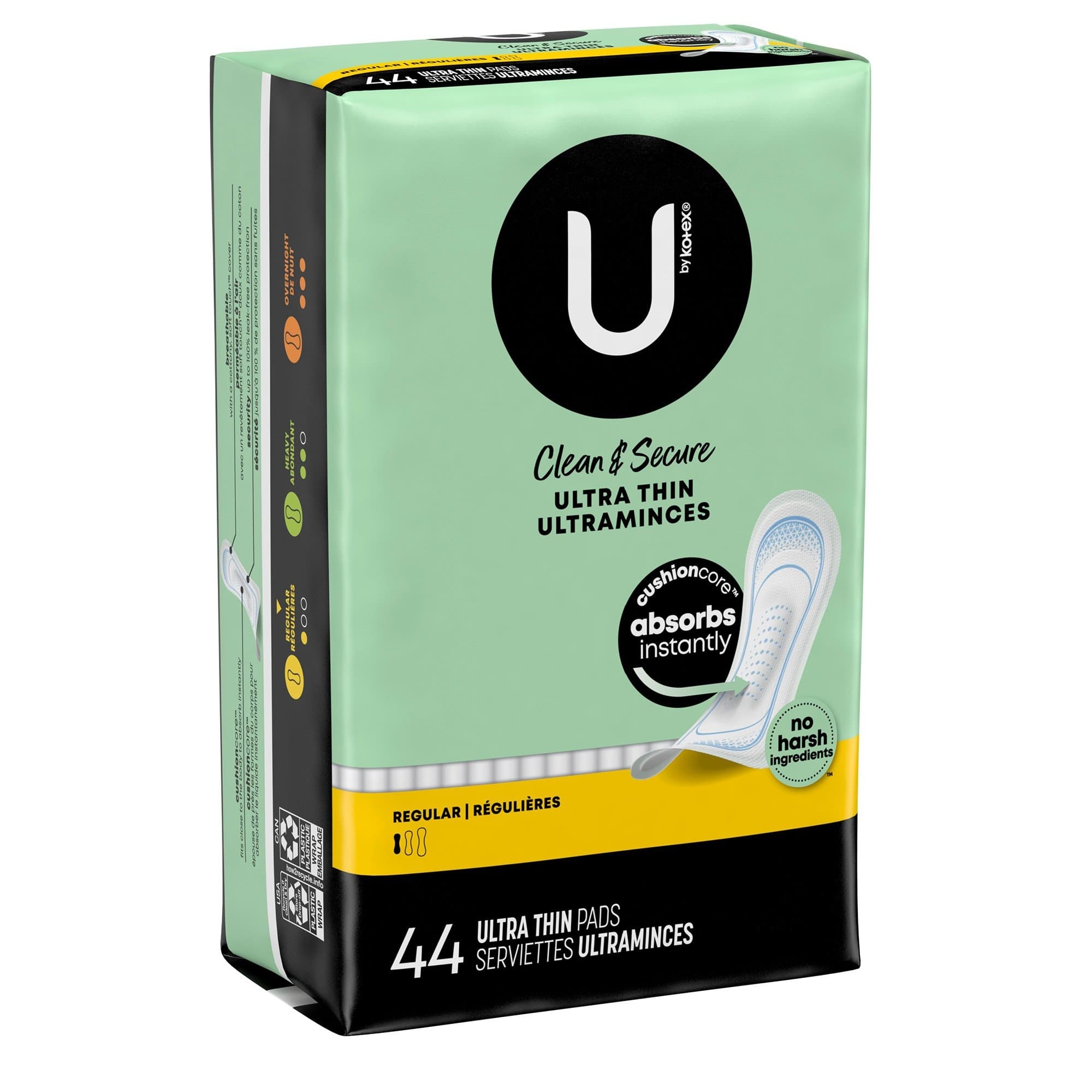 U by Kotex Clean & Secure Regular Ultra Thin Pads