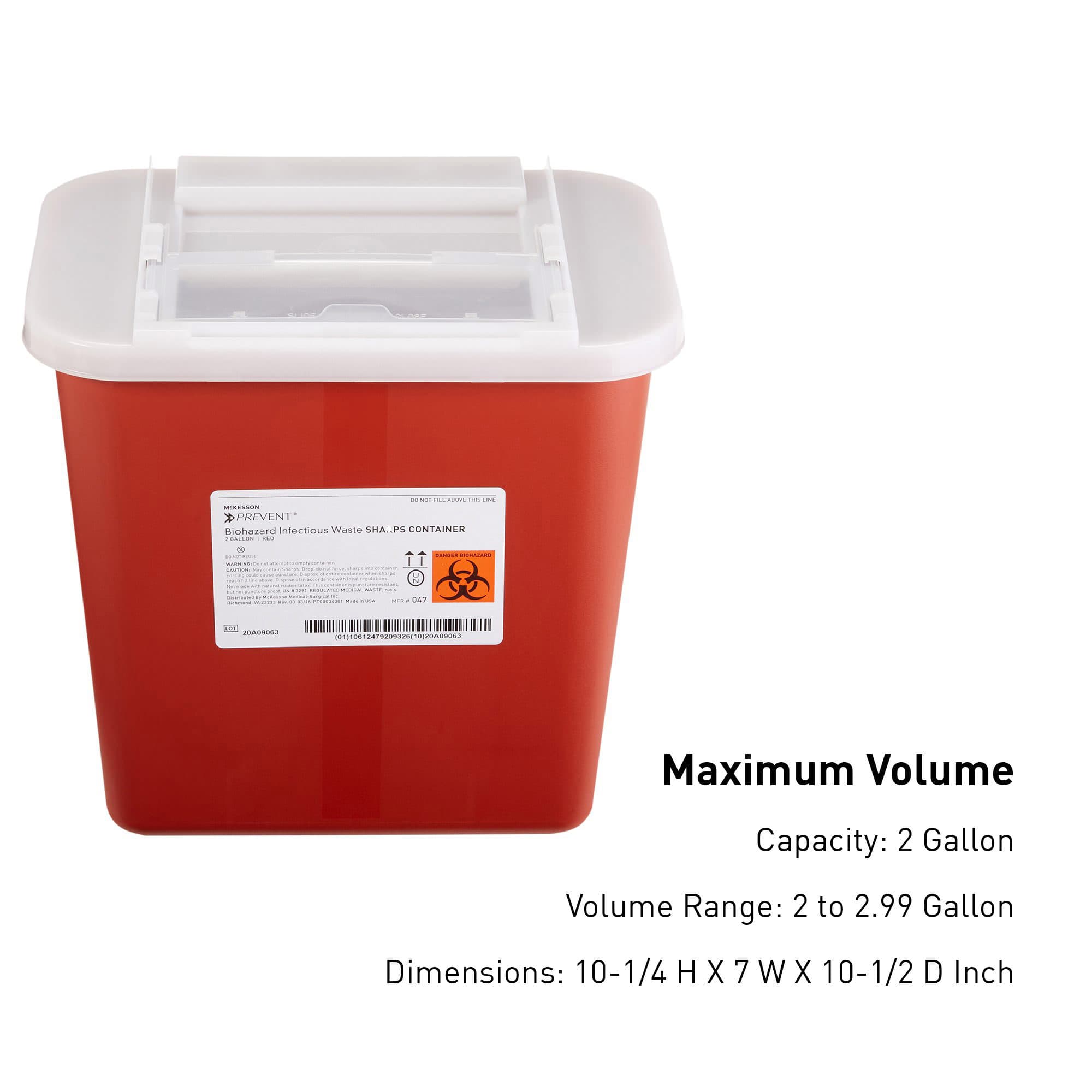 McKesson Prevent Sharps Container, 10-1/4 H x 7 W x 10-1/2 D Inch - Box of 20 - Image 2