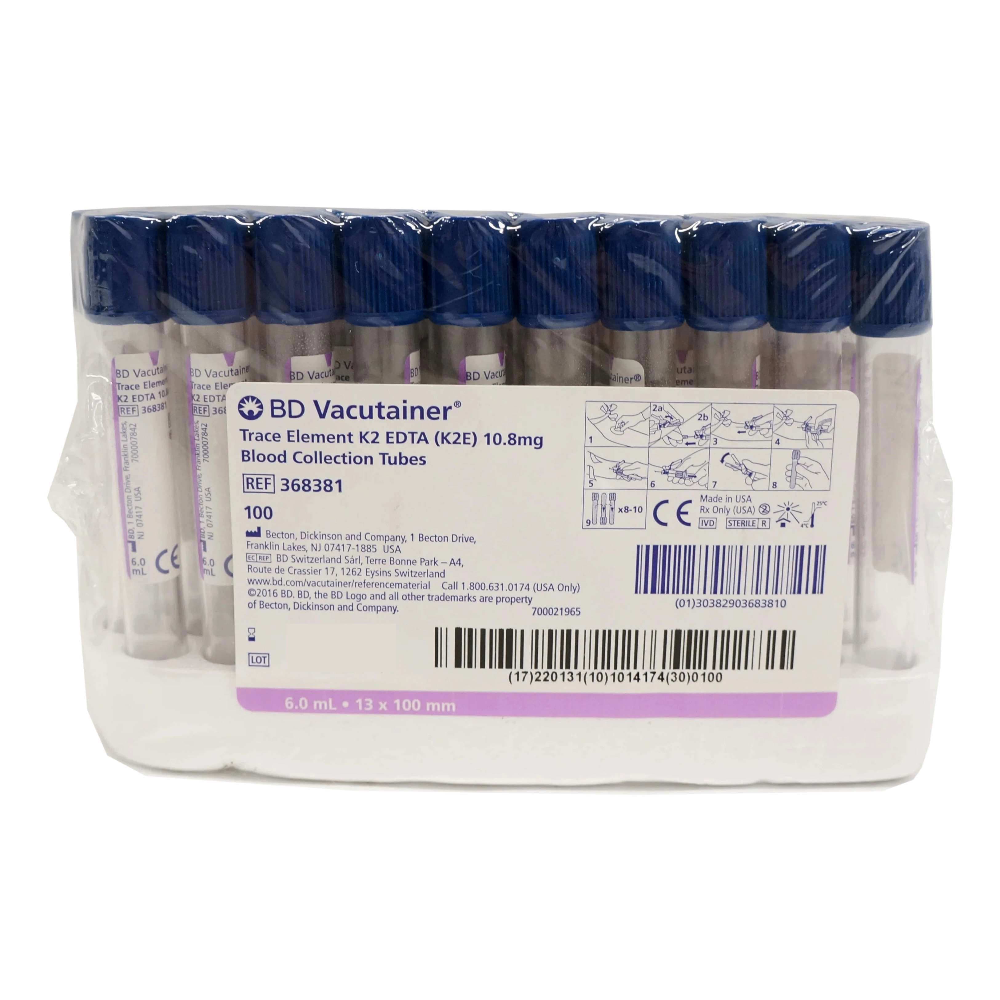 BD Vacutainer Trace Element K2 EDTA 10.8 mg Blood Collection Tubes - Image 2