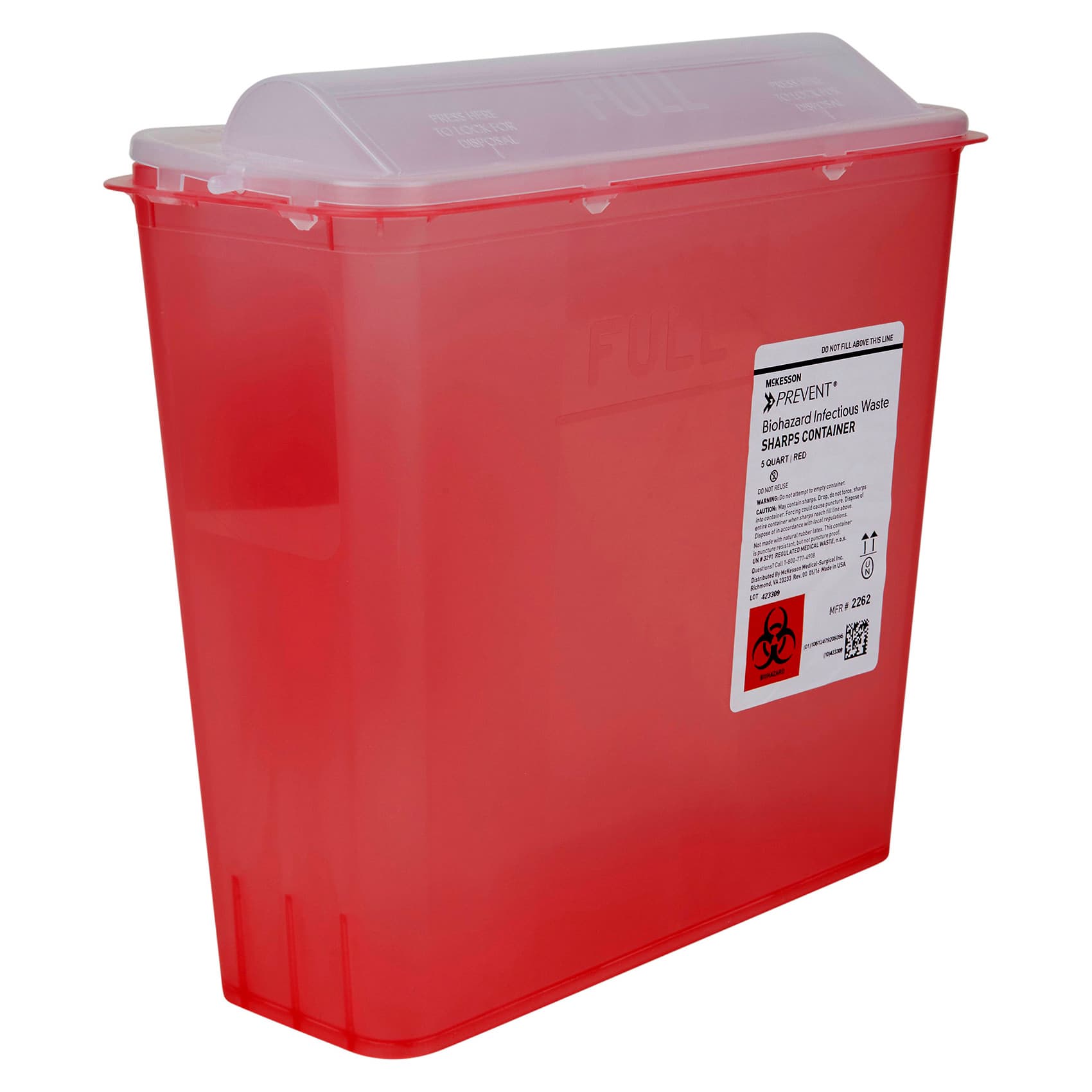 McKesson Prevent Polypropylene Sharps Container, Horizontal Entry - Image 5