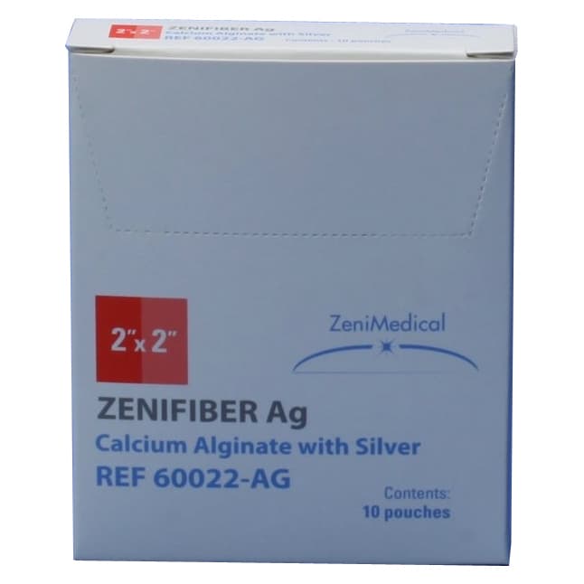 ZeniFiber AG Silver Calcium Alginate Wound Dressing, 2 x 2 Inch - Box of 10 - Image 1