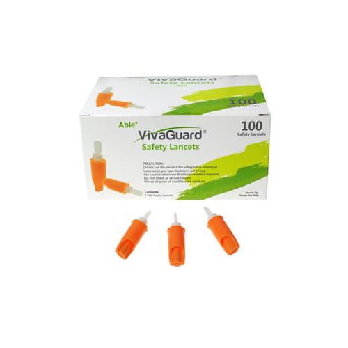 Able VivaGuard 28G Safety Lancets - Box of 100