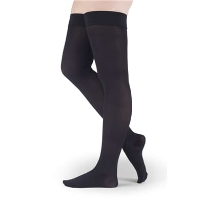 Medi Assure Thigh High 30-40mmHg Compression Stocking with Silicone Top Band Standard, Closed Toe, Black, Extra Large - Pair - Image 1