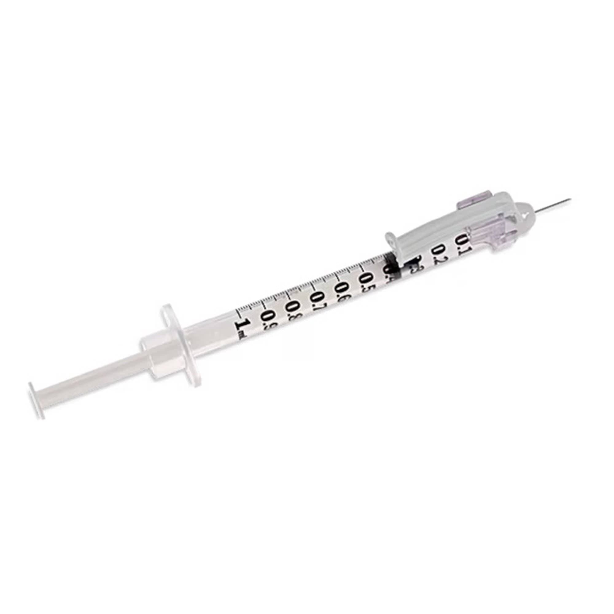 BD SafetyGlide Safety Tuberculin Syringe with Needle, 1 mL, 27G, 3/8 Inch - Box of 100