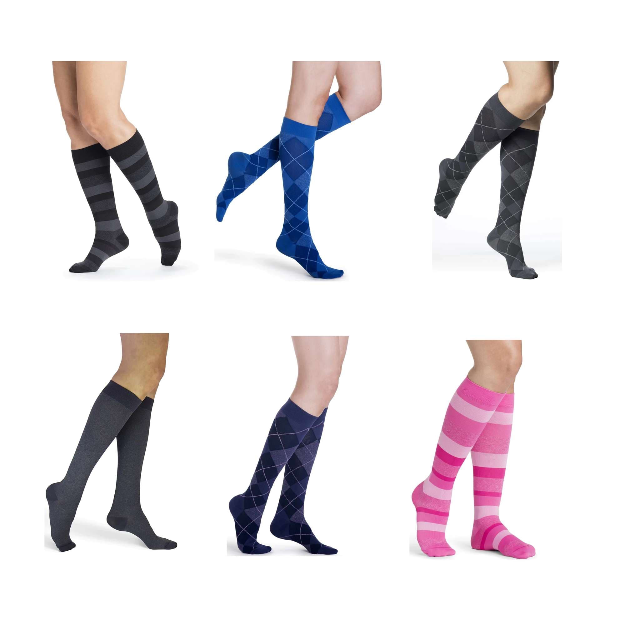 Sigvaris Women's Style Microfiber Patterns Calf High Compression Socks, 20-30mmHg - Image 1