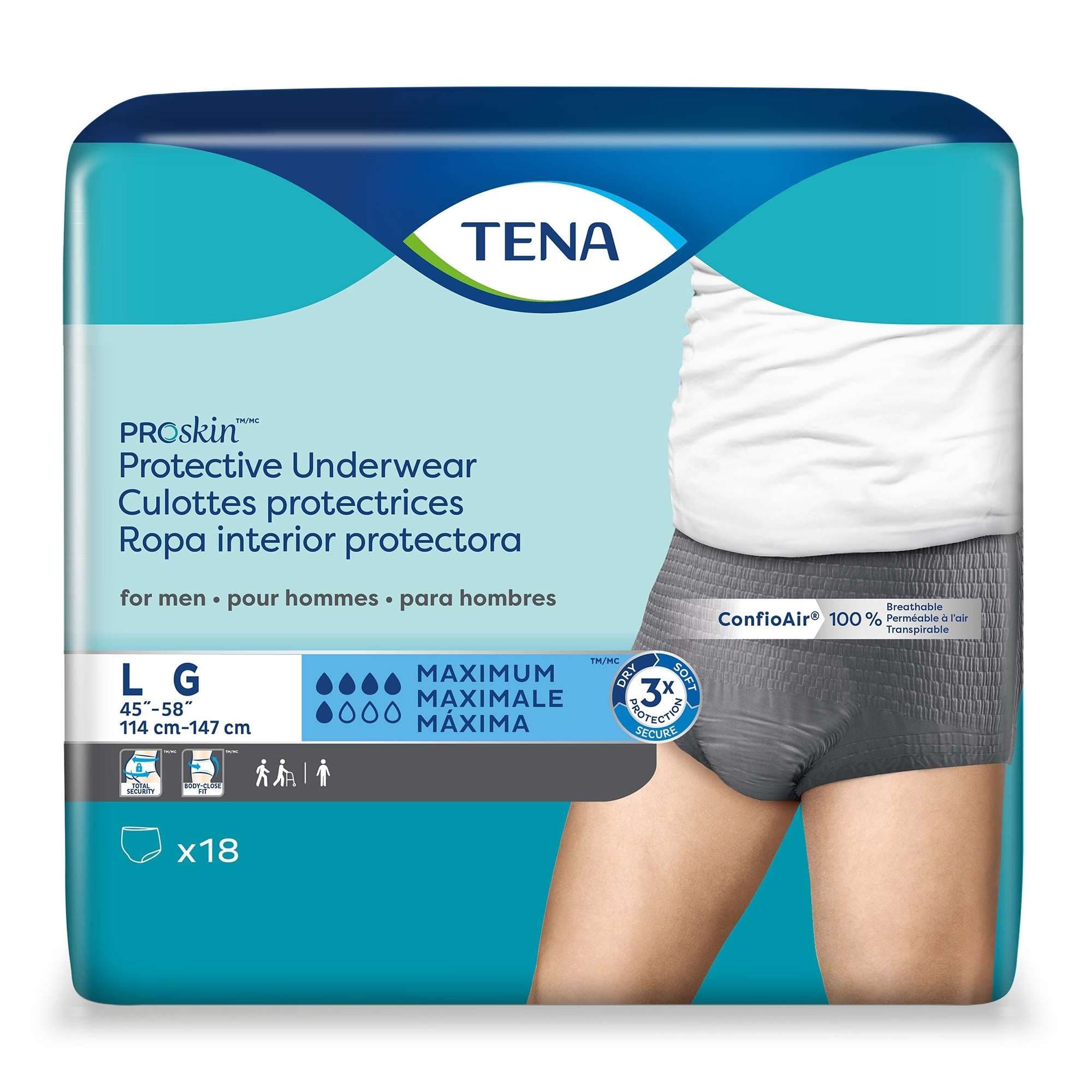 TENA ProSkin Protective Underwear for Men, Large - Case of 72 - Image 1