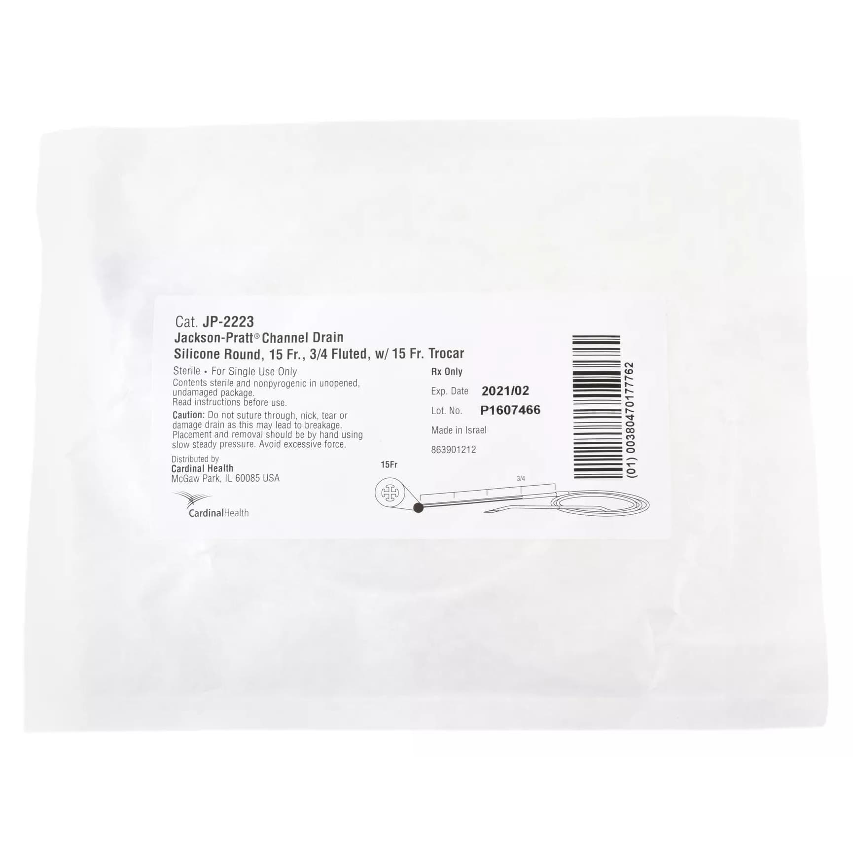 Jackson-Pratt 4 Channel Silicone Round Wound Drain Tube with Trocar - Image 2