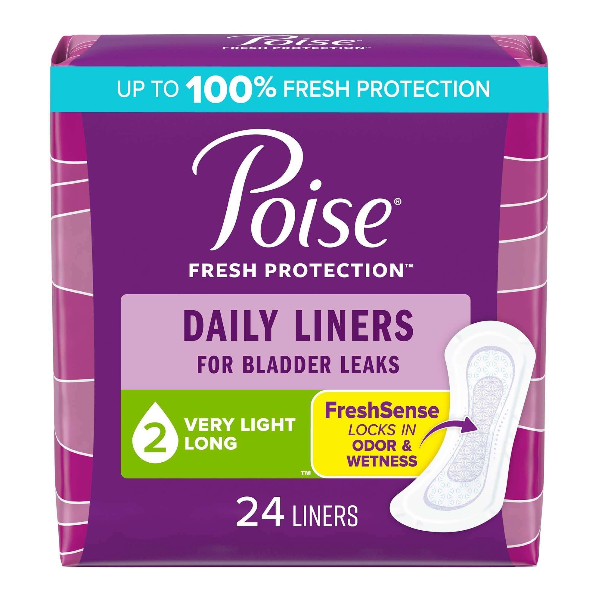 Poise Fresh Protection Daily Liners, Long Length - Package of 24 - Image 1
