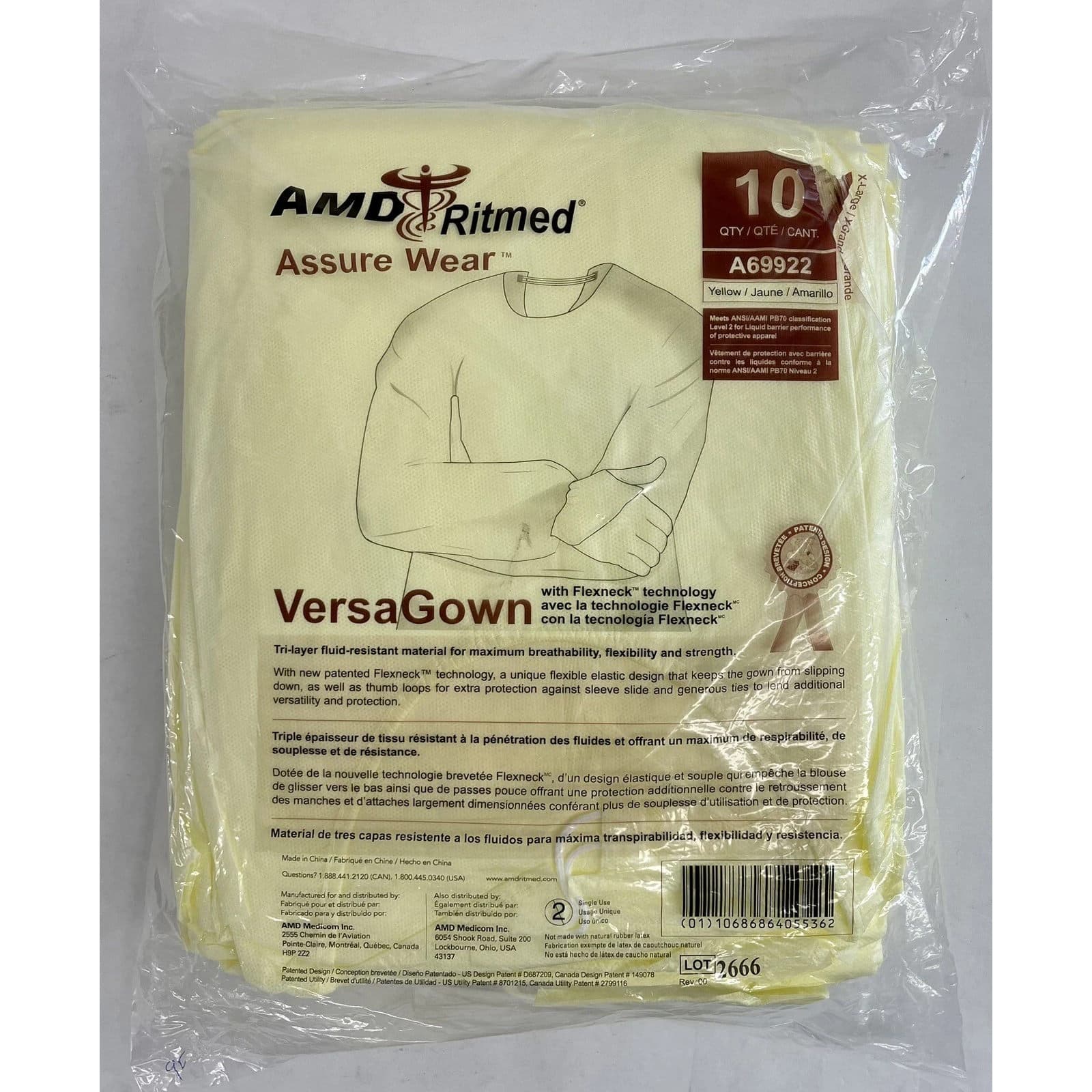 AMD Ritmed AssureWear VersaGown Protective Procedure Gown, Yellow