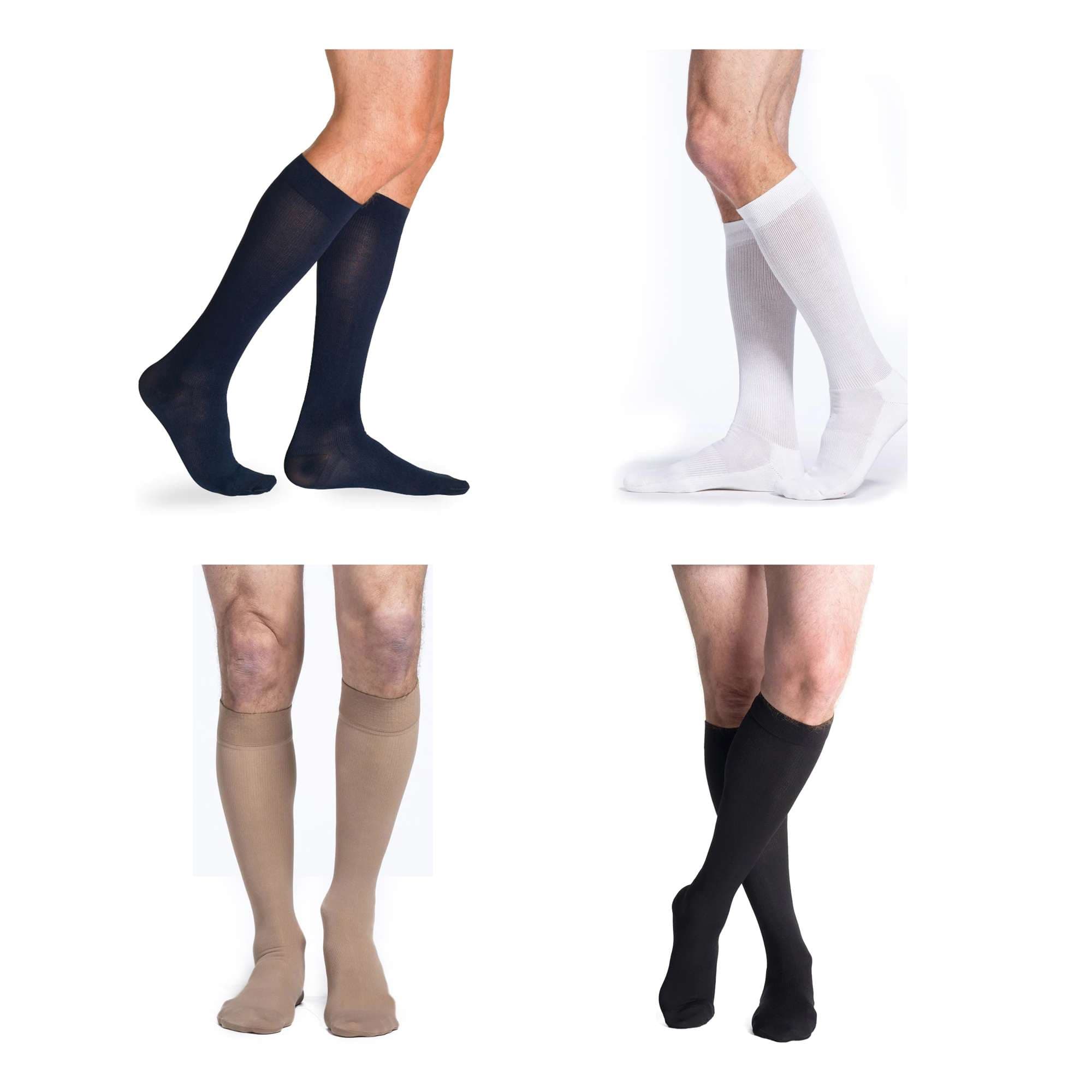 Sigvaris Essential Cotton Men's Calf High Compression Socks, 20-30 mmHg - Image 1