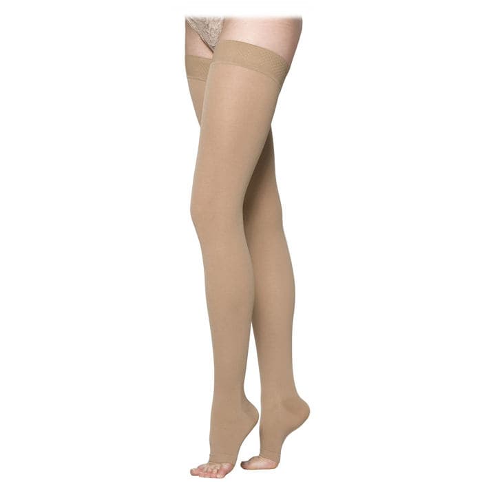 Sigvaris Essential Cotton Thigh-High with Grip-Top Compression Stockings Crispa, 20-30 mmHg - Image 1