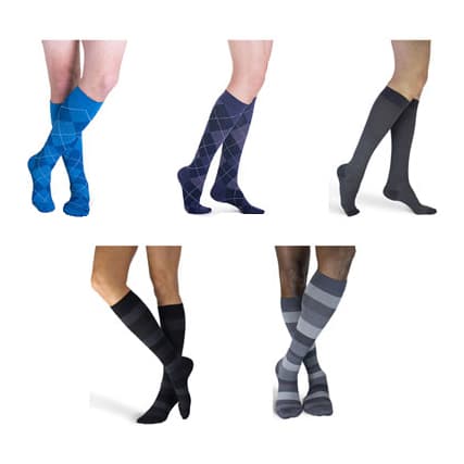 Sigvaris Mens Calf High Microfiber Shades Compression Socks, 15-20mmHg