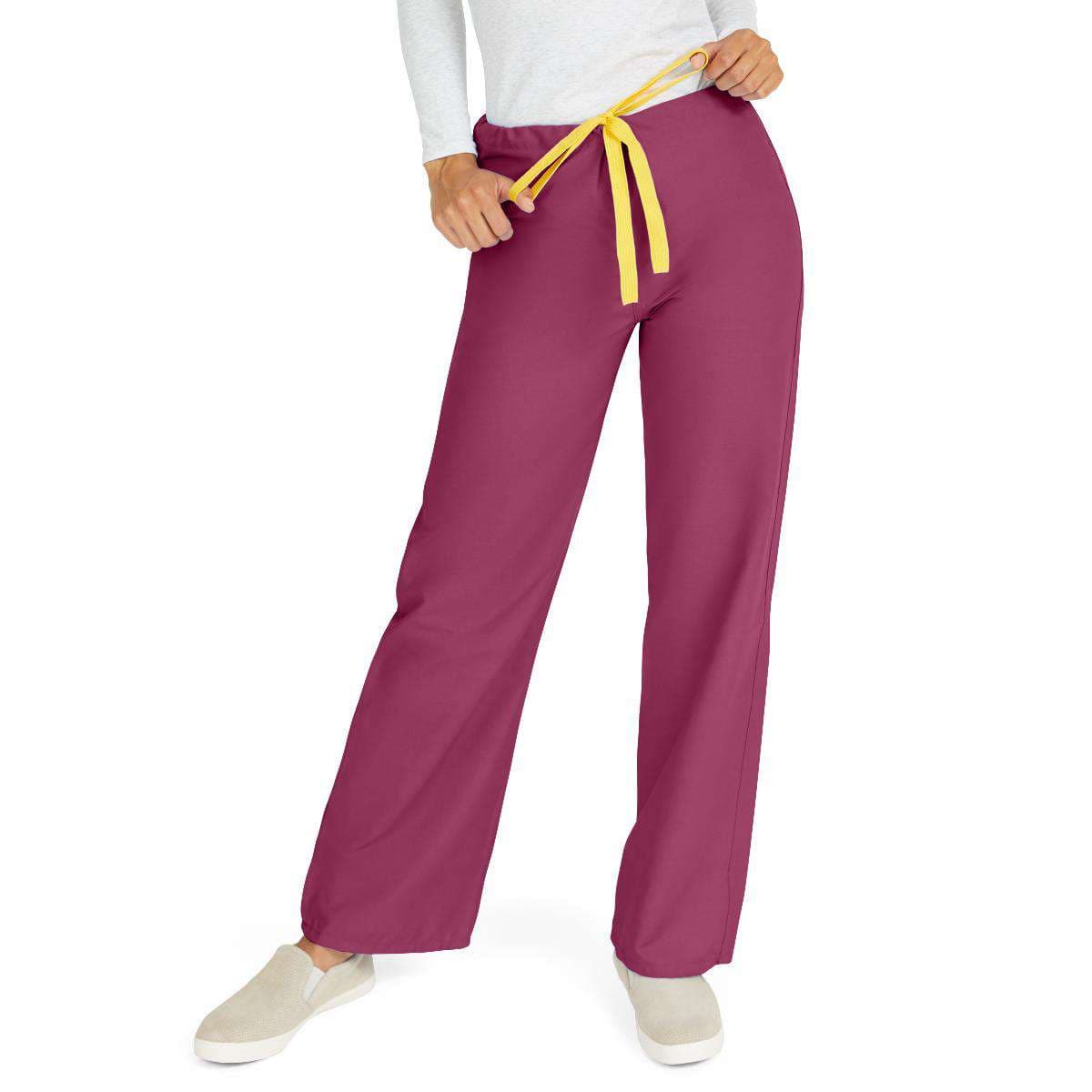Medline AngelStat Unisex Reversible Scrub Pants, Raspberry, Extra Large - Image 1