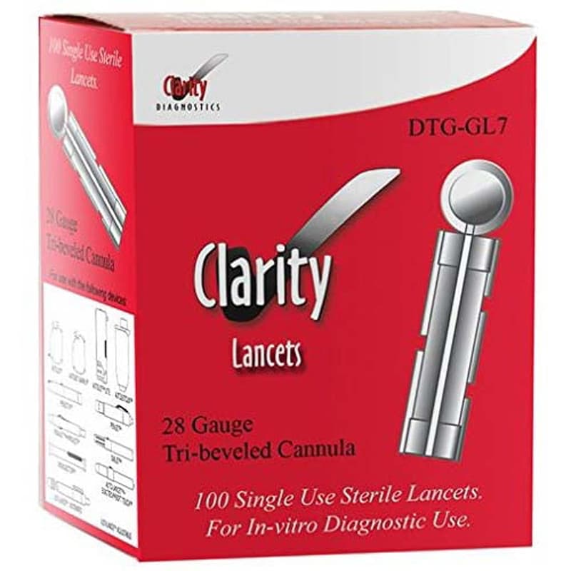 Clarity Diagnostics Twist Top Lancets, 28 Gauge, Non-Safety - Box of 100