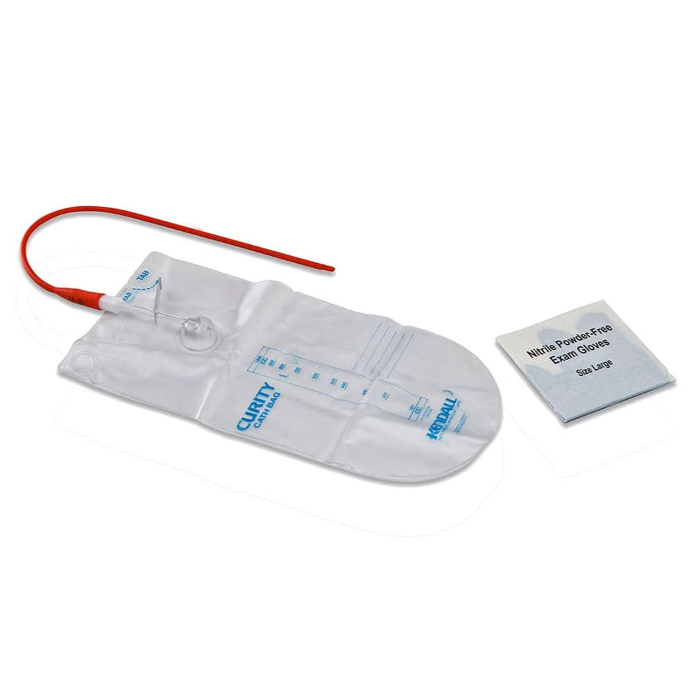 Curity Closed Urethral Catheter Tray with Red Rubber Catheter, Accessories