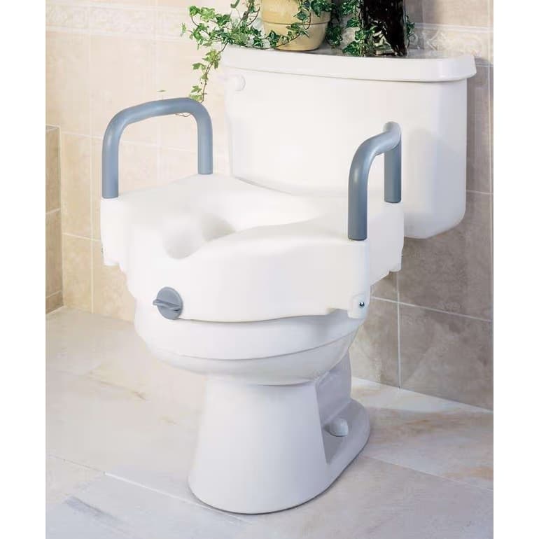 Medline 5" Raised Locking Toilet Seat with Arms - Image 3