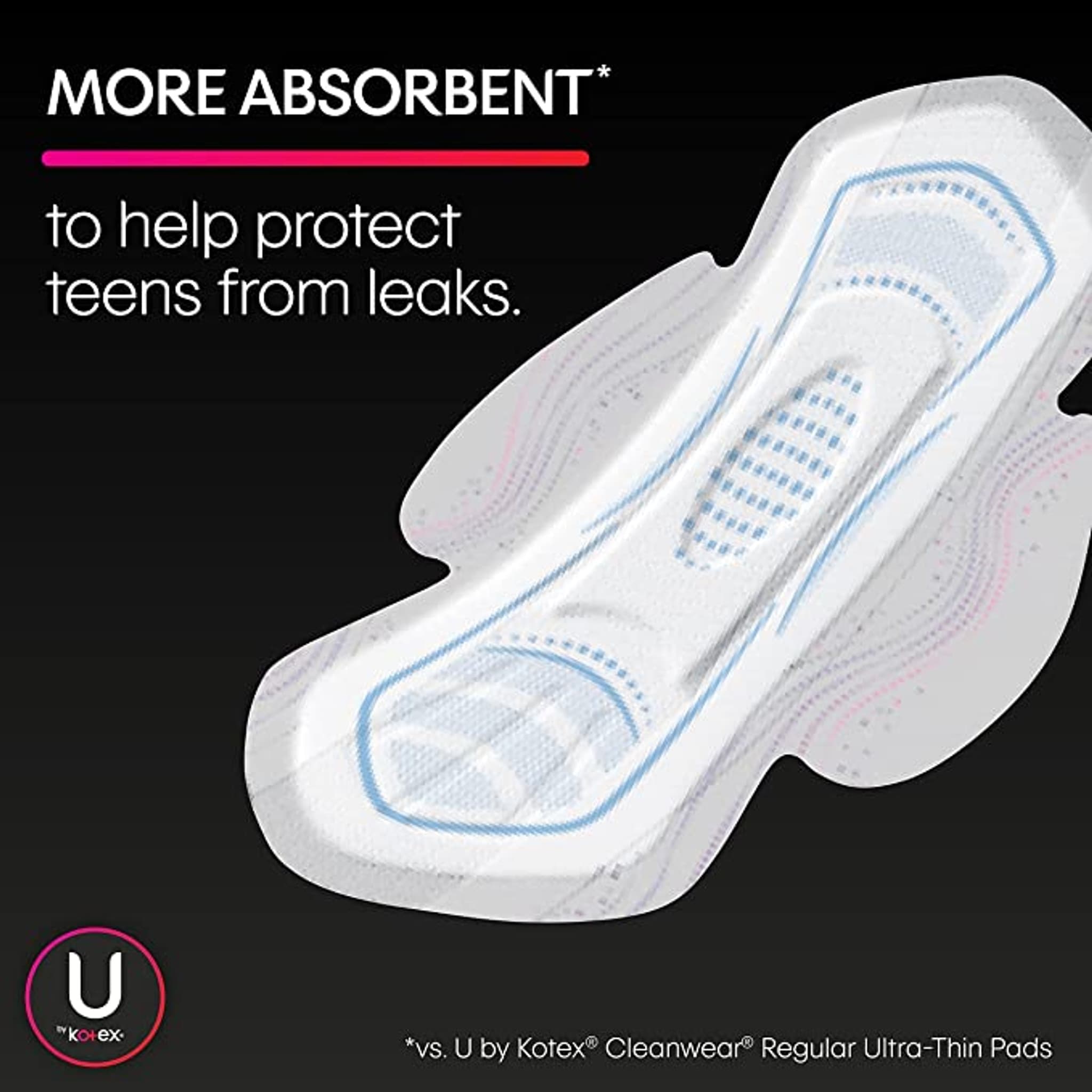 U by Kotex Teen Ultra Thin Pads with Wings, Heavy Absorbency - Image 4