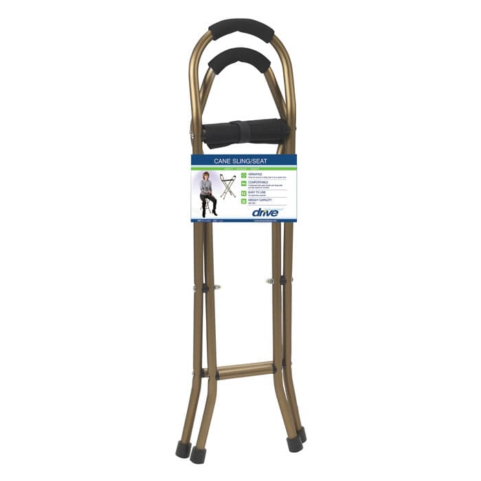 Drive Medical Foldable Cane with Sling Seat, Bronze - Image 2