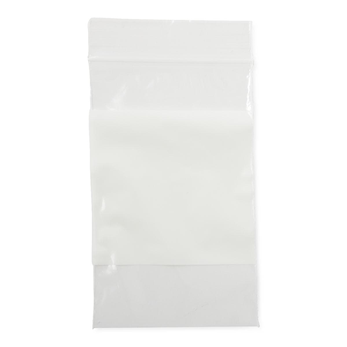Medline Plastic Bags with Zip Closure and White Write-On Block, 2 mil, 3" x 5" - Package of 100 - Image 1