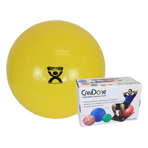 CanDo Inflatable Exercise Ball, 18 Inch, Yellow, Retail Box - Image 1