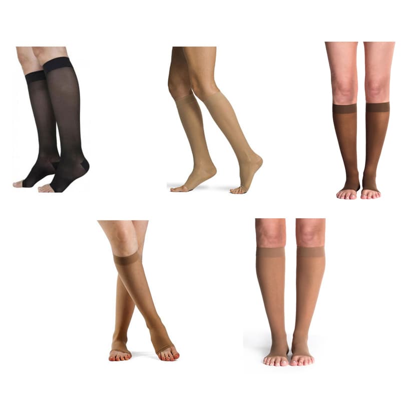 Sigvaris Women's Style Sheer Calf High Compression Socks Open Toe, 20-30mmHg - Image 1