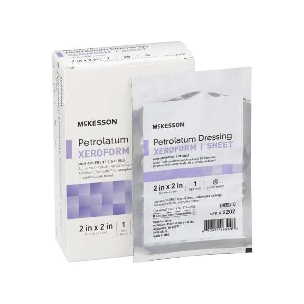 McKesson Xeroform Petrolatum Impregnated Dressing Tan Bismuth Tribromophenate Square Sterile - Image 1