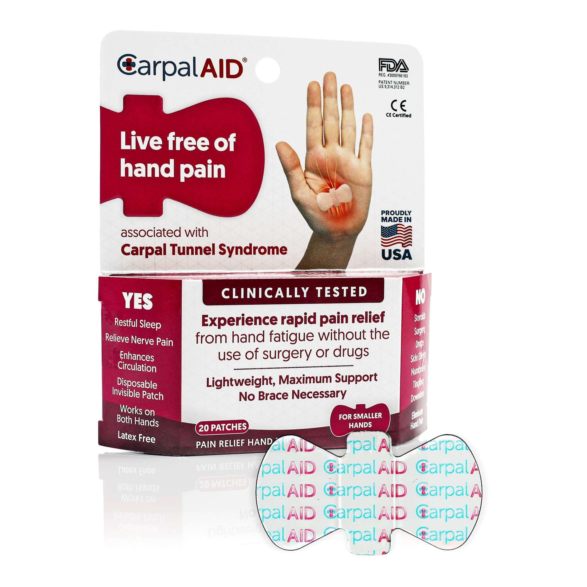 Carpal AID Hand-Based Carpal Tunnel Support Patch, Large - Carton of 960 - Image 1