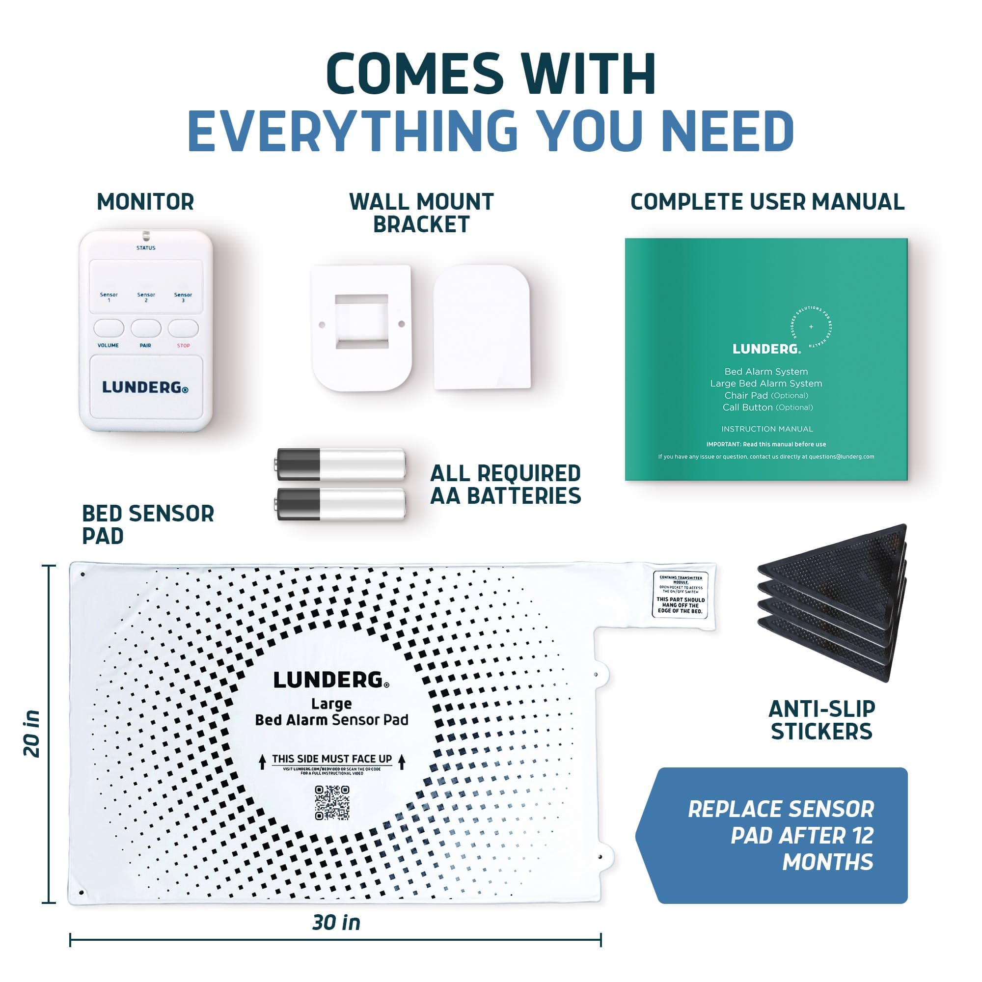 Lunderg Bed Alarm System for Elders with Wireless Sensor Pad and Monitor, Large Standard - Image 5
