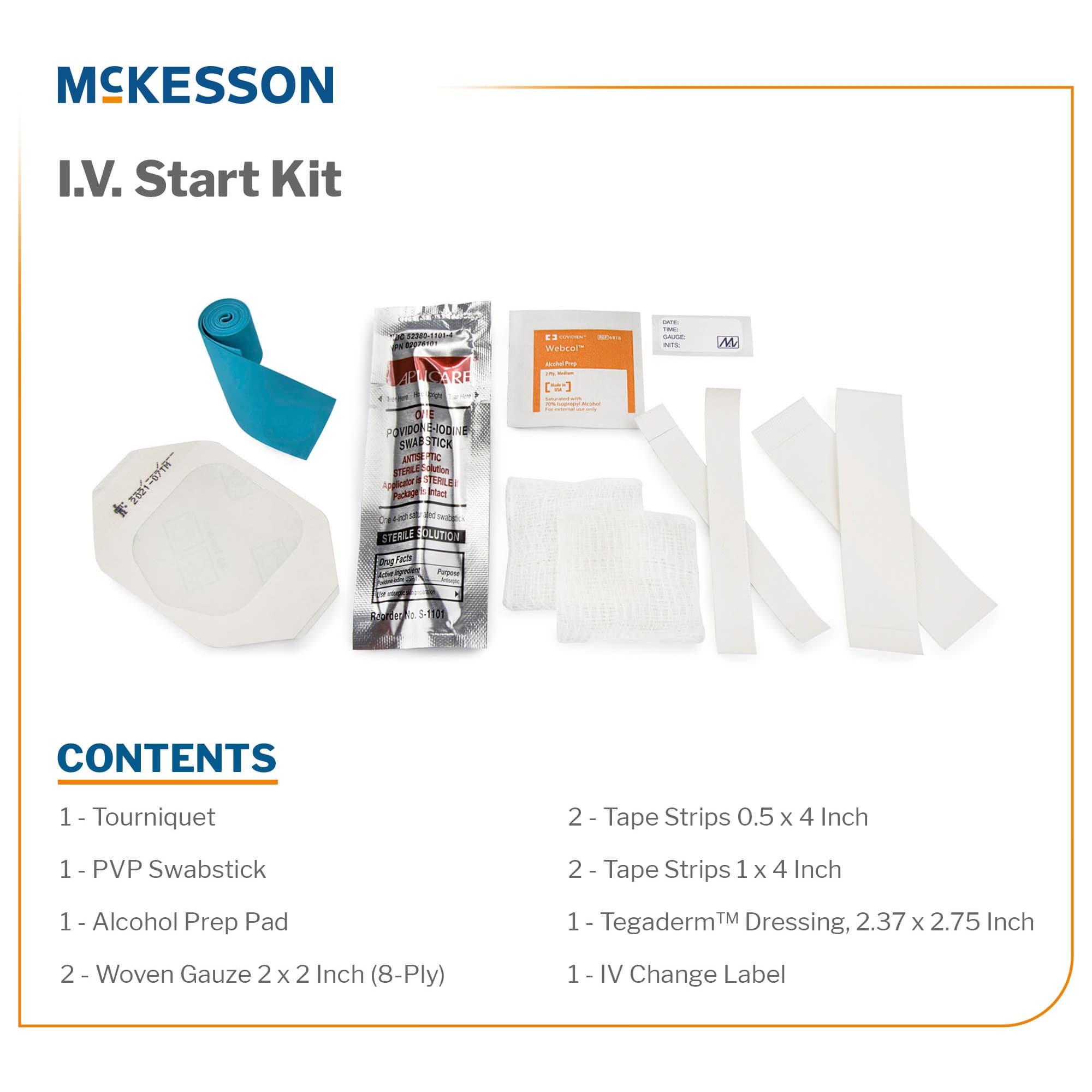 IV Start Kit with Tegaderm Dressing, PVP Swabstick - Image 2
