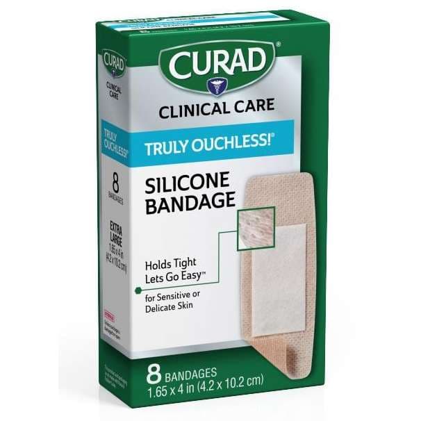 Curad Silicone Flexible Fabric Bandages, 1.625 x 4 Inch - Box of 8 - Image 1