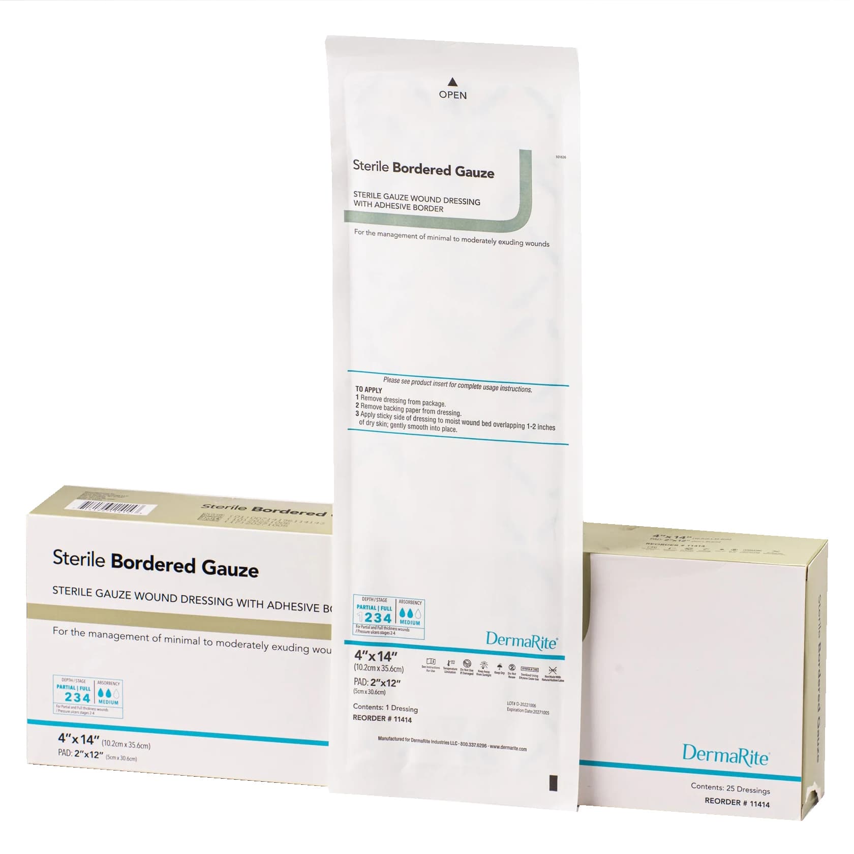 DermaRite Sterile Bordered Gauze Dressing with Adhesive Border - Image 5