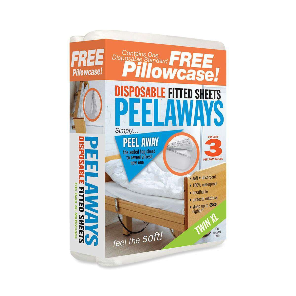 Medline PeelAways Bed Sheet, 3 Layers, with Pillow Case, Twin XL - Case of 24 - Image 1