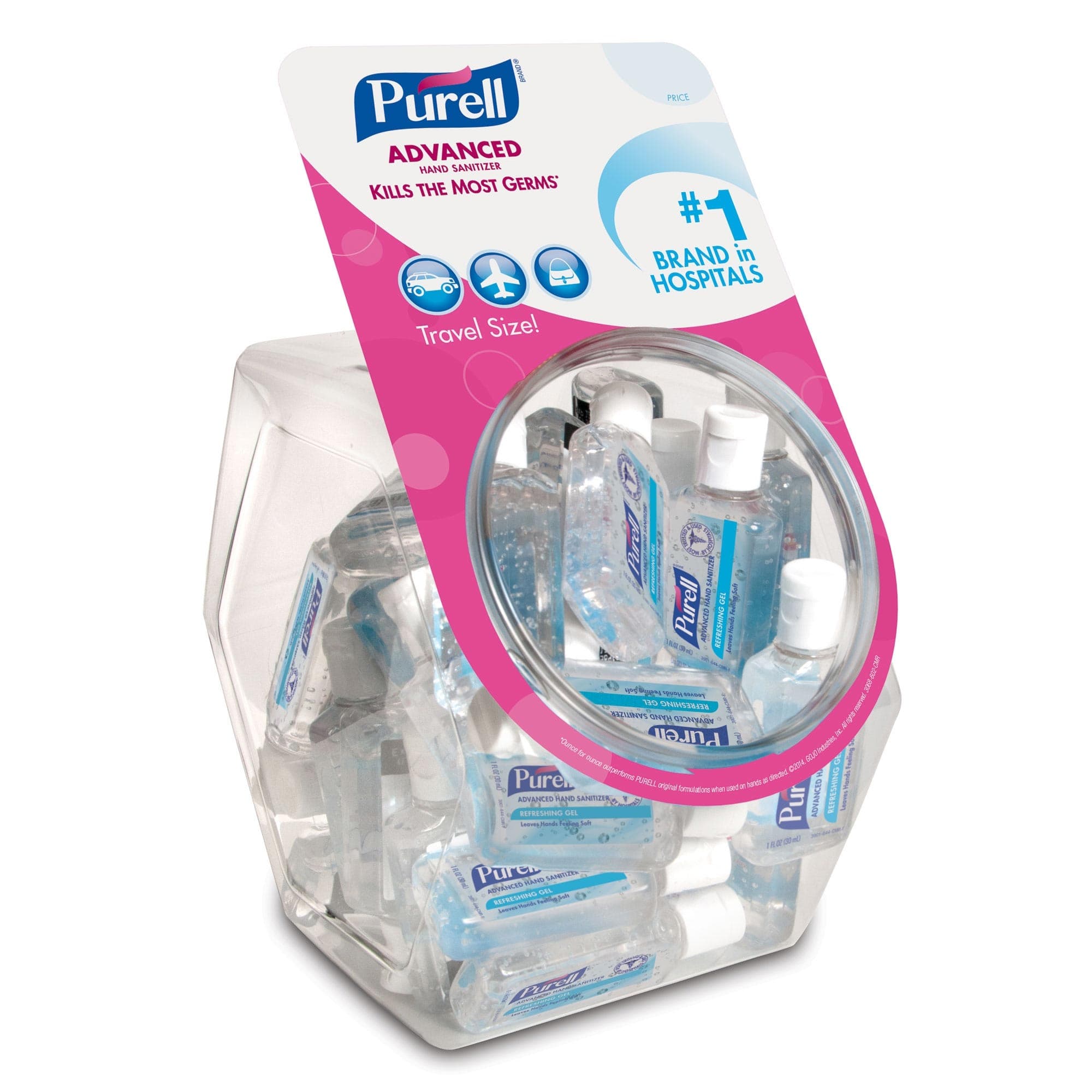 PURELL Advanced Hand Sanitizer Gel Display Bowl, Flip Bottle, 1 oz - Case of 36