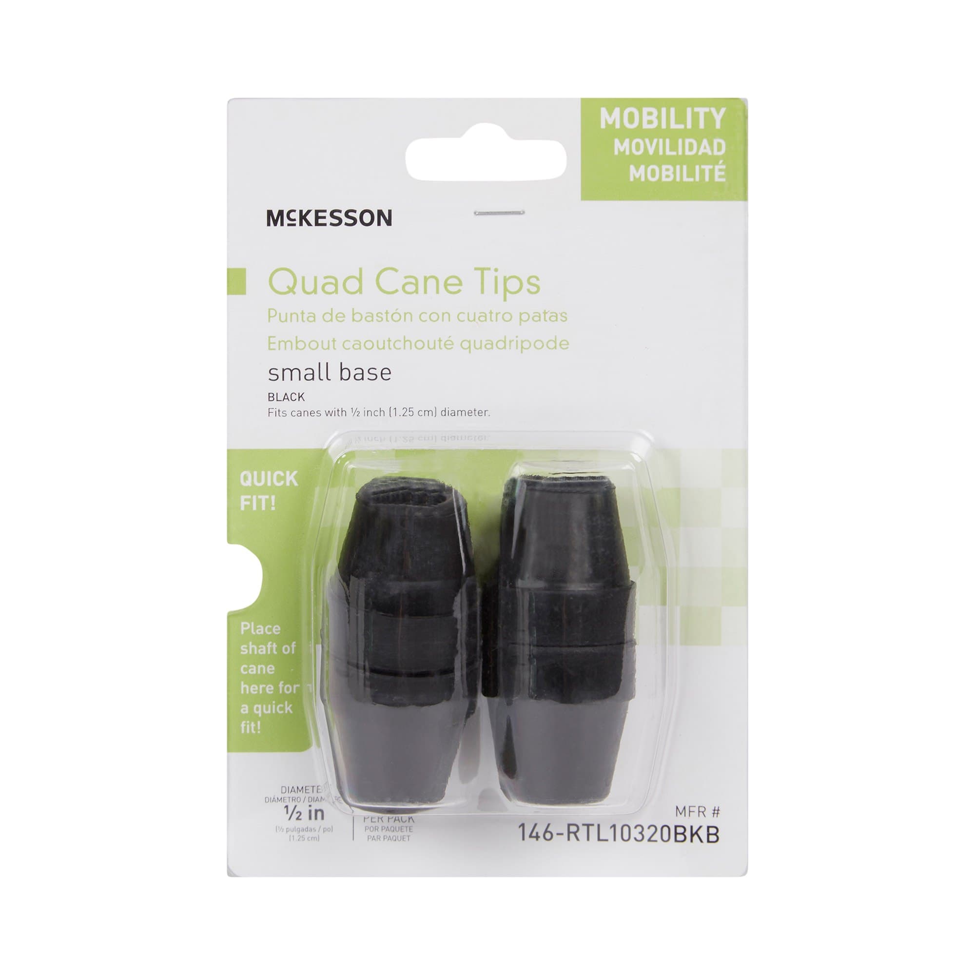 McKesson Black Rubber Cane Tip, 0.5 Inch Diameter - Box of 4 - Image 2