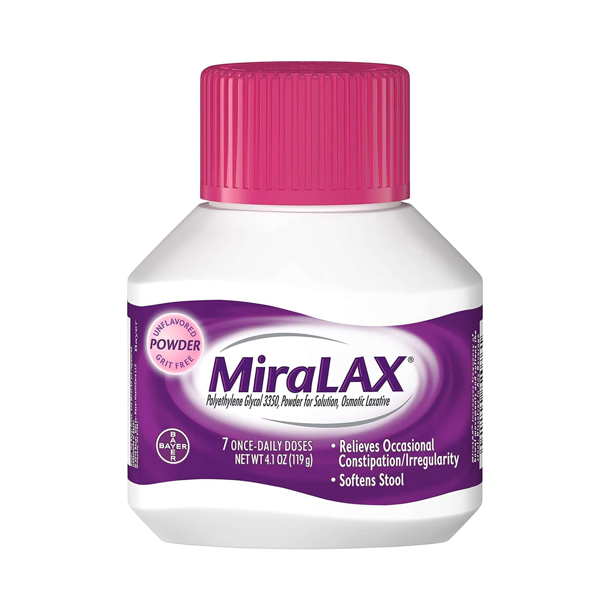 MiraLAX Polyethylene Glycol 3350 Laxative Powder, Unflavored - Image 1