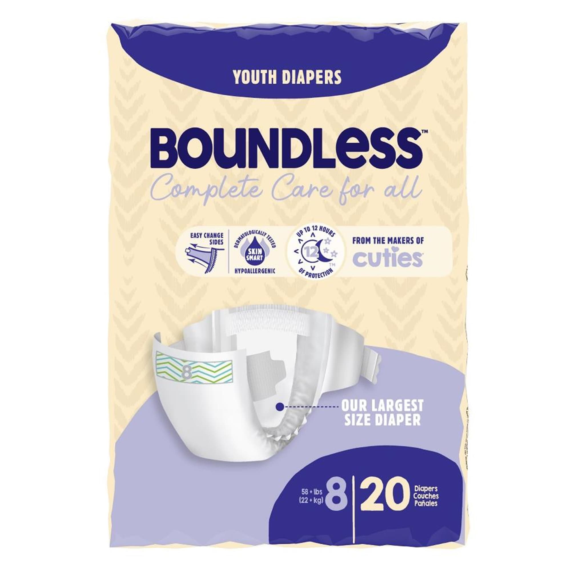 Boundless Youth Diapers, Size 8