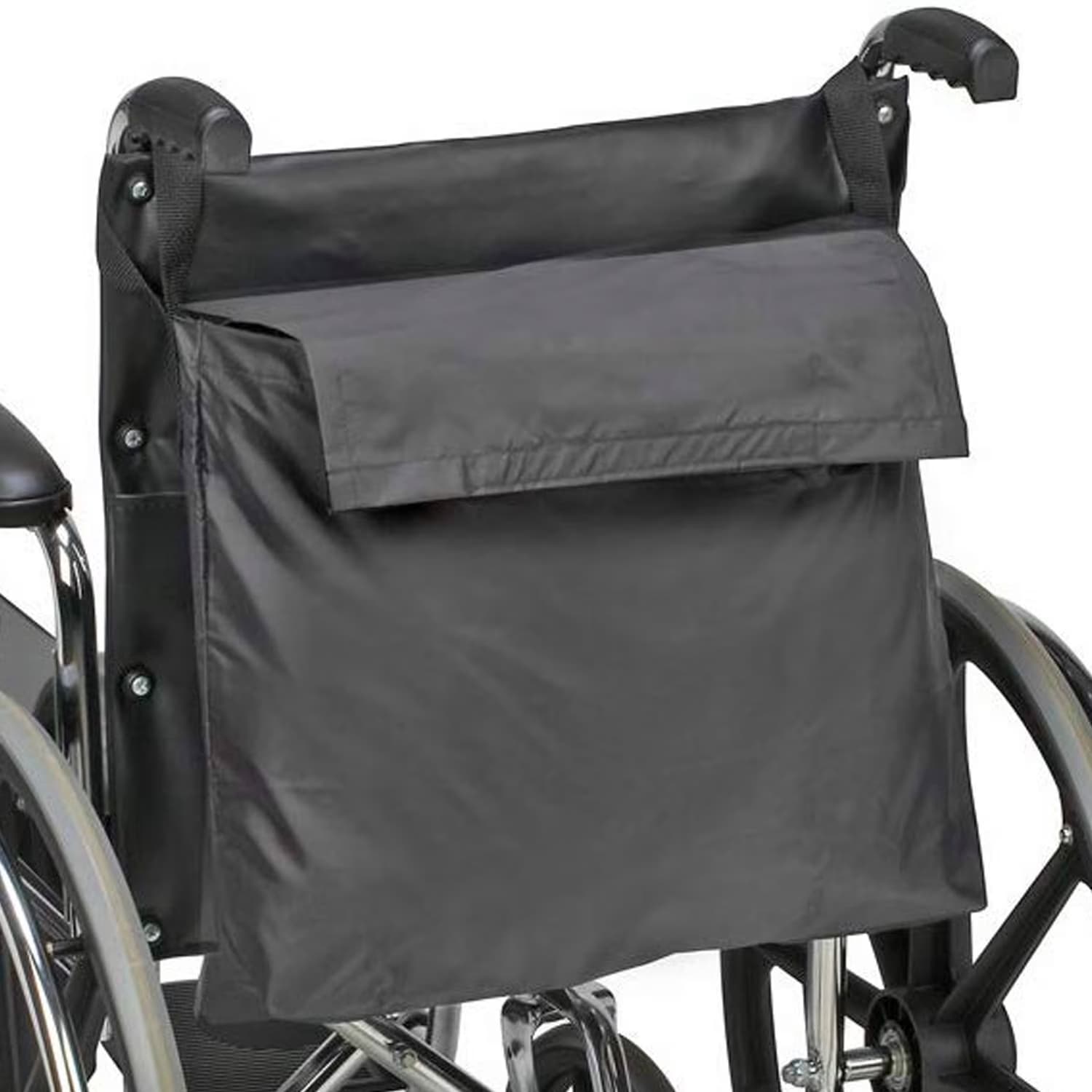 Mabis DMI Wheelchair Back Pack Water-Resistant Black Nylon Fabric, 14" x 19" - Image 1