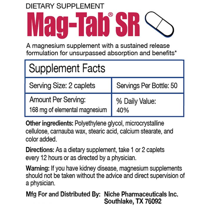 Mag-Tab SR Magnesium Caplets, 84 mg - Image 2