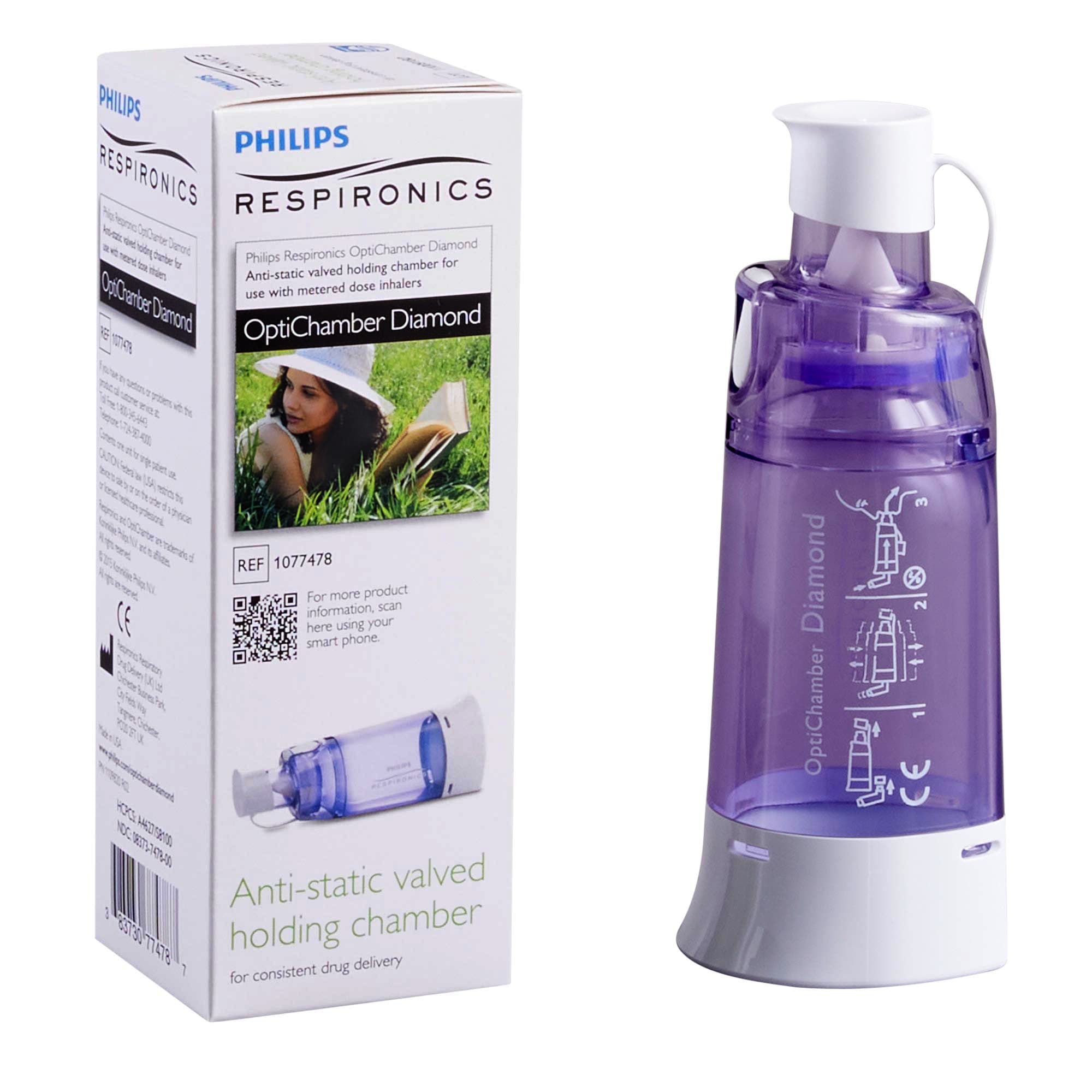 Respironics OptiChamber Diamond Anti-Static Valved Holding Chamber, Pediatric, 140 mL - Each