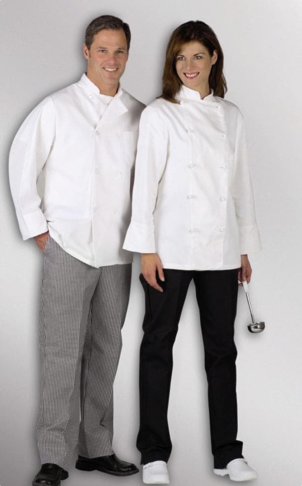 Medline Unisex Long-Sleeved Chef Coat with Plastic Buttons - Image 1