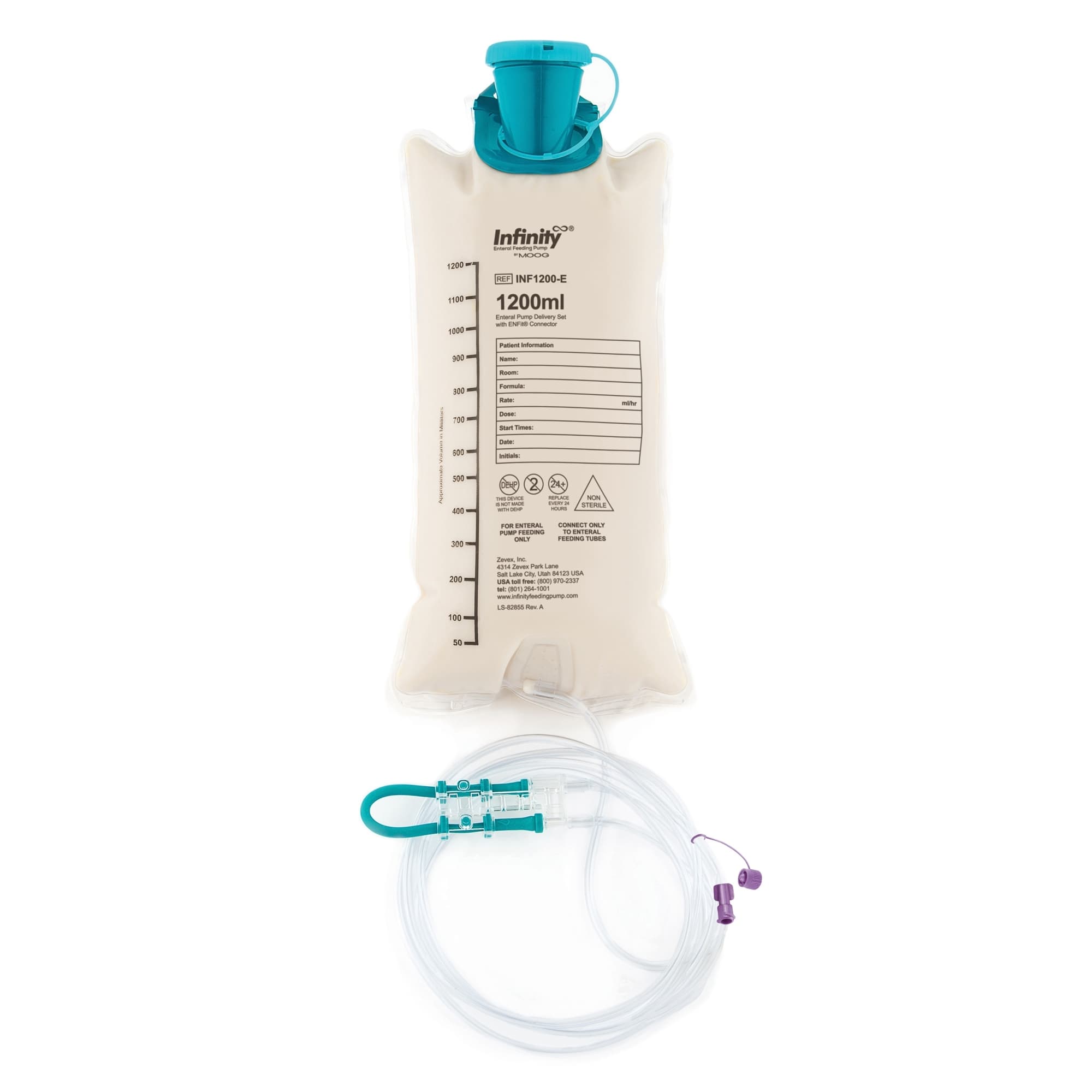 Moog Infinity Enteral Feeding Pump Bag Set with ENFit Connector, 1200 mL - Each - Image 1